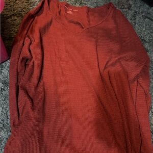 American Eagle Outfitters Red Long Sleeve Top